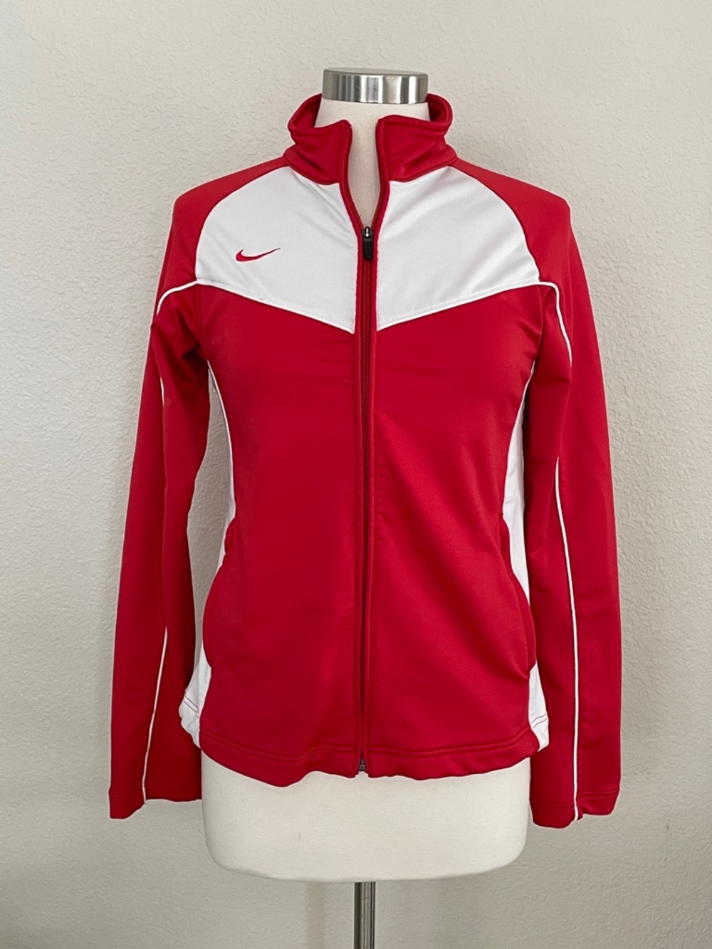 Nike Red and White Women's Full-Zip Track Jacket